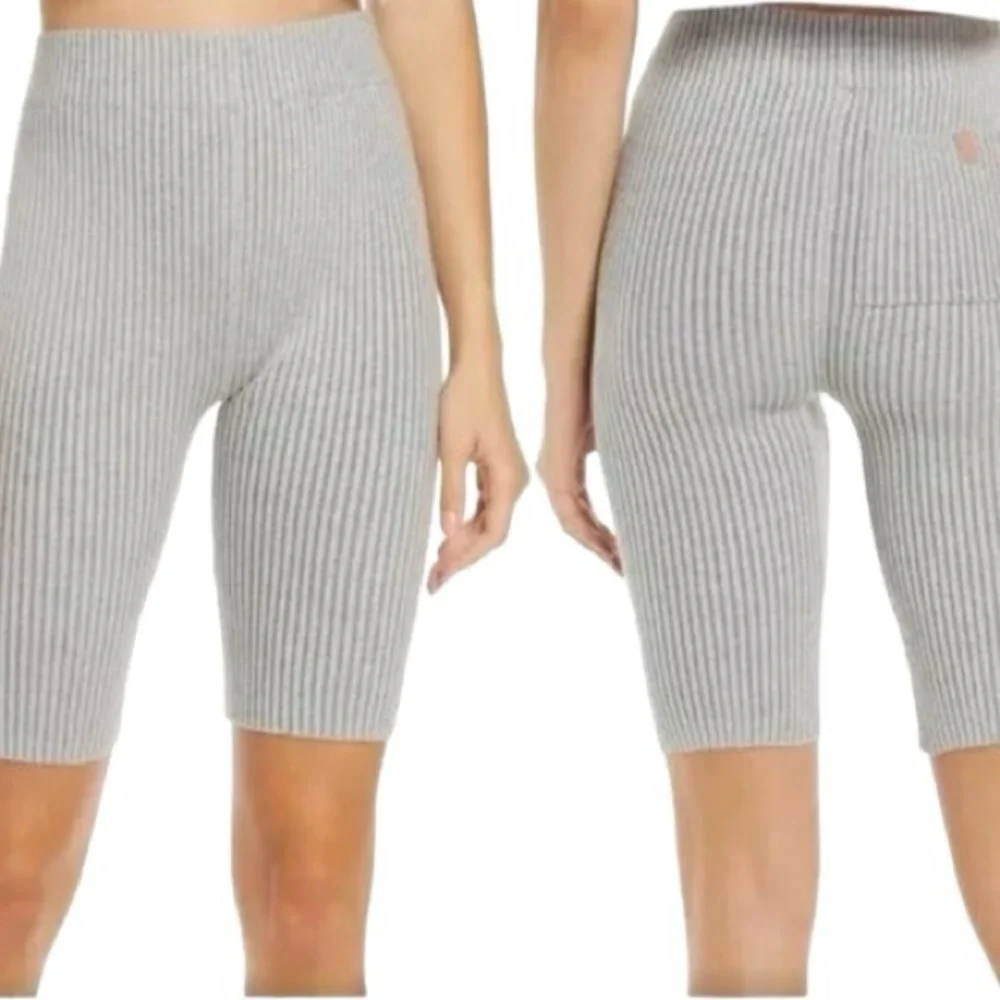 LUNYA Cotton Silk Ribbed Bike Womens Shorts Size Small Color Meditative Grey NEW